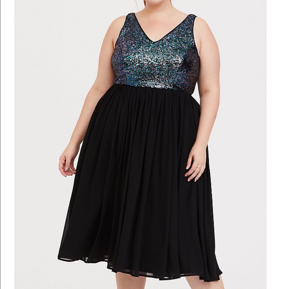 Torrid Sequin and Chiffon Skater Dress